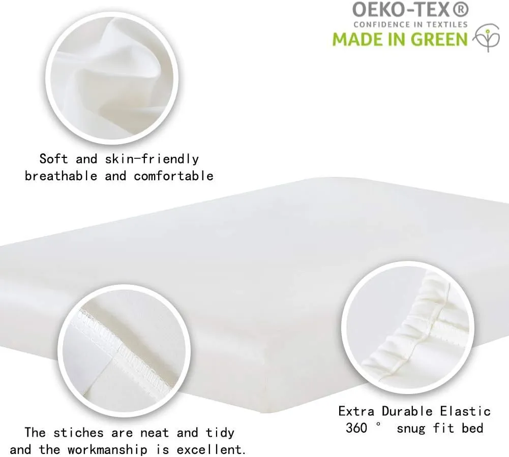 100% Supima Cotton Sheets 600 Thread Count,Bed Sheet Set Queen Size Sheets 4 Pieces,Soft & Silky Sateen Weave, Fits Mattress Up to 18",Deep Pocket, Breathable & Fade Resistant(Ivory,Queen)