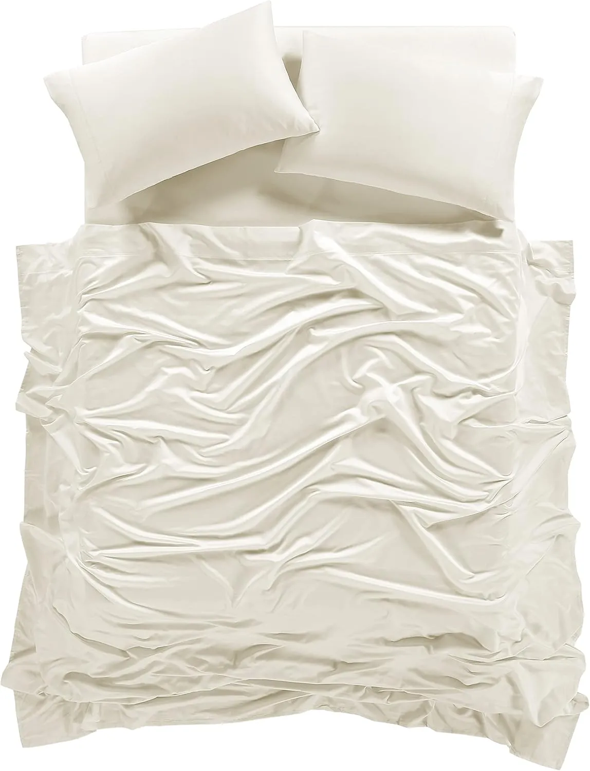 100% Supima Cotton Sheets 600 Thread Count,Bed Sheet Set Queen Size Sheets 4 Pieces,Soft & Silky Sateen Weave, Fits Mattress Up to 18",Deep Pocket, Breathable & Fade Resistant(Ivory,Queen)