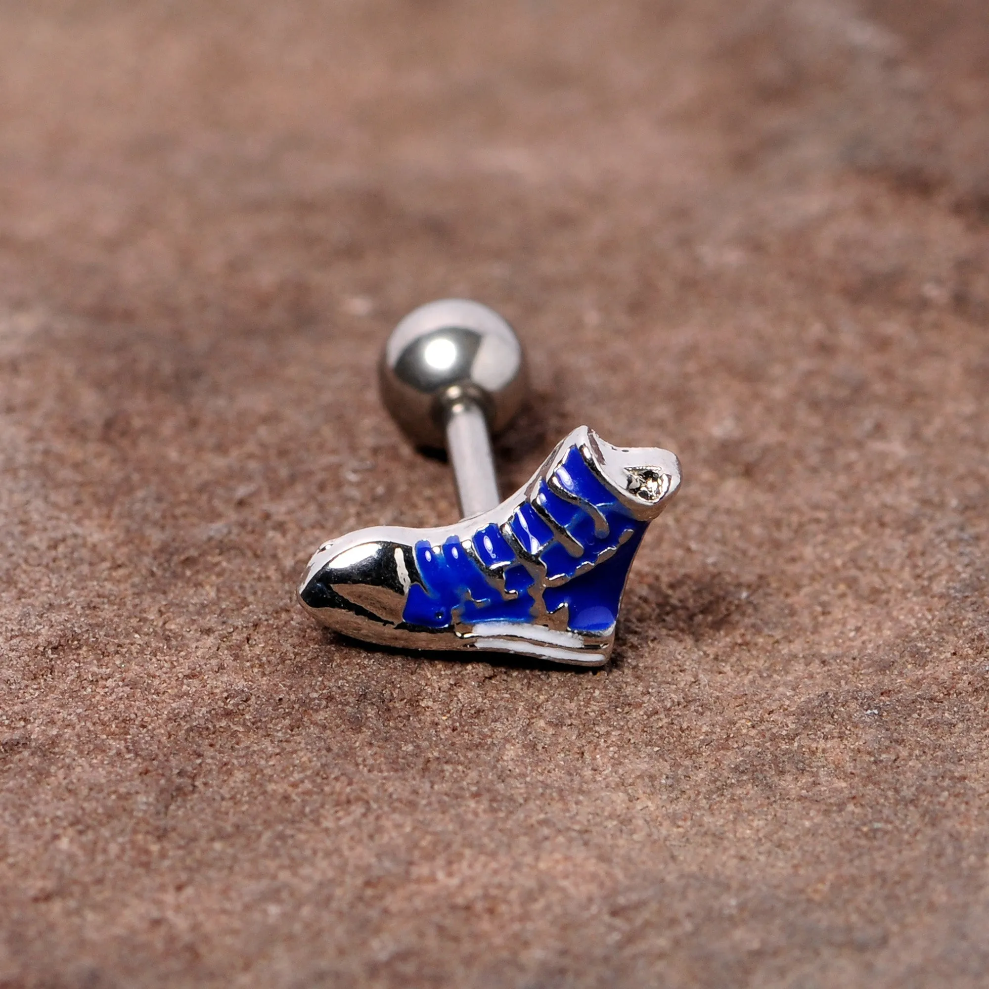 16 Gauge 1/4 Blue High Top Sneaker Cartilage Tragus Earring