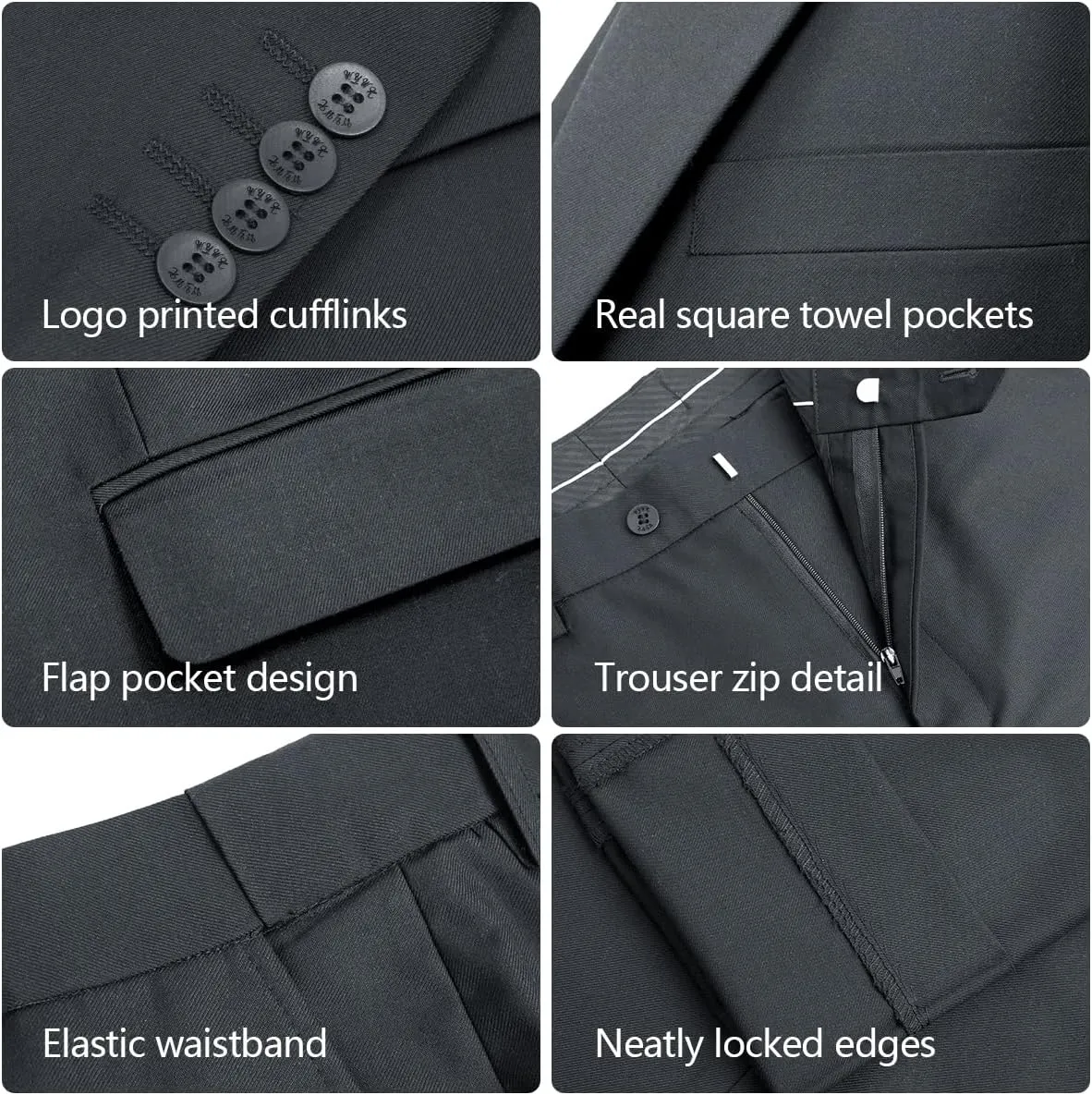 2 Piece Men's Suit One Button Slim Fit Suit for Men Solid Color Blazer and Pants Tie and Square Wedding Business Party