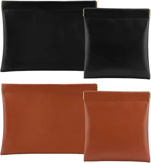 4 PCS Ladies Small Makeup Bag for Purse,Small Makeup Pouch Purse,Mini Cosmetic Bag for Travel,Pouchic Snap Closure Pouches,Portable Travel Pouch with Quick Access Design,Stylish,Durable(Black Brown)