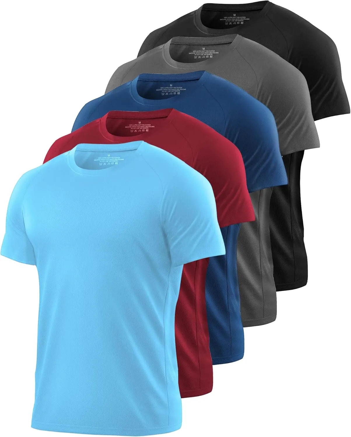5 Pack Mesh Workout Shirts for Men Dry Fit Gym Shirts Quick Dry Athletic Short Sleeve T-Shirt Moisture Wicking