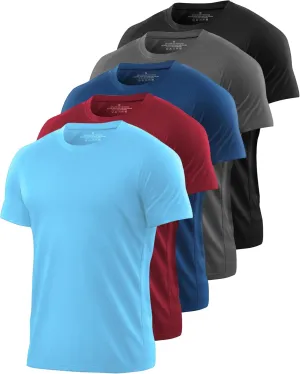 5 Pack Mesh Workout Shirts for Men Dry Fit Gym Shirts Quick Dry Athletic Short Sleeve T-Shirt Moisture Wicking