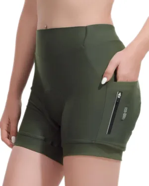 5" & 7" Women Bike Shorts 4D Padded High Stretchy Waistband Quick Dry Cycling Shorts with Pockets Leg Grips