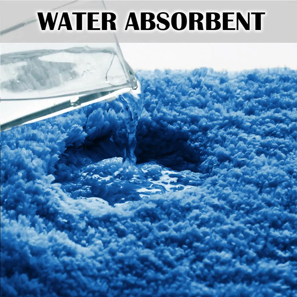 Aaho Decor Plush Bath Mat Rectangle Shape, Anti-Slip, Multicolor Quick-Dry Bathroom Rug (Aqua)