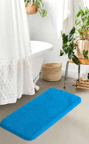 Aaho Decor Plush Bath Mat Rectangle Shape, Anti-Slip, Multicolor Quick-Dry Bathroom Rug (Aqua)
