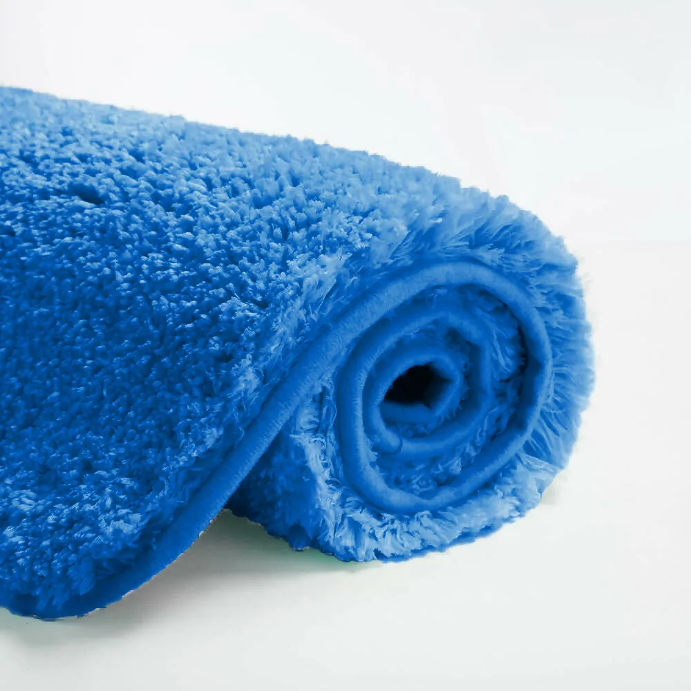 Aaho Decor Plush Bath Mat Rectangle Shape, Anti-Slip, Multicolor Quick-Dry Bathroom Rug (Aqua)