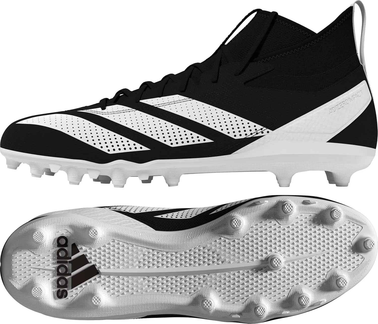 adidas Men's Adizero Impact.2 American Football Sneaker, Black/White/Black, 12
