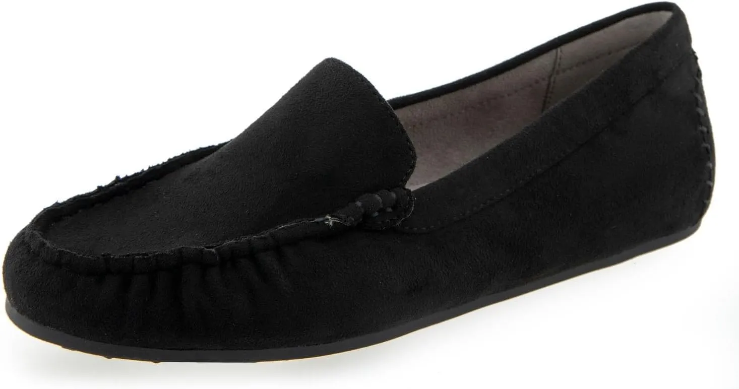 Aerosoles Women's Driving Style Loafer, Black Faux Suede, 10 Wide