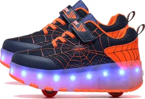 Aikuass USB Chargable LED Light Up Roller Shoes Wheeled Skate Sneaker Shoes for Boys Girls Kids