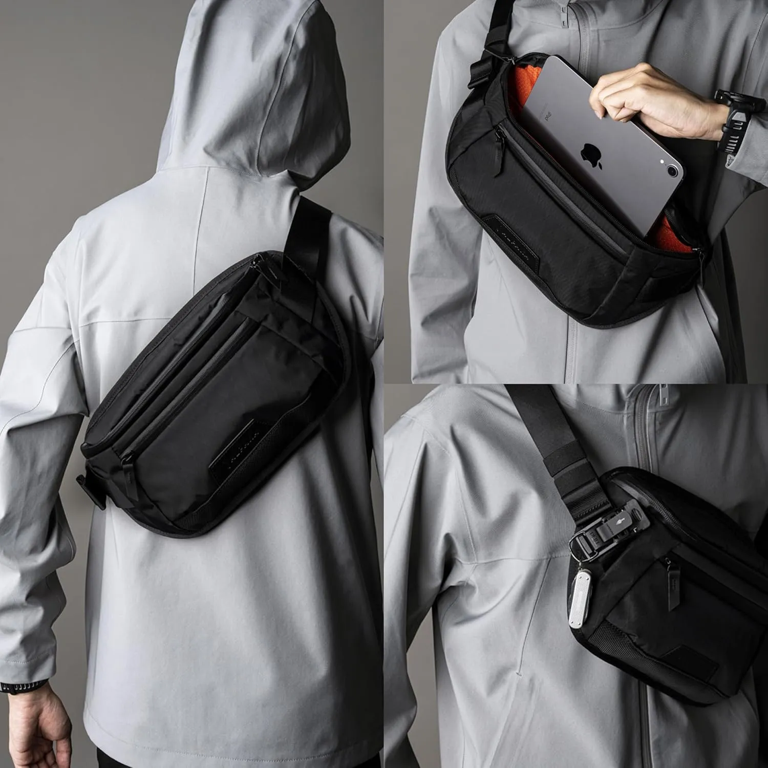 ALPAKA Bravo Sling Mini V2 X-Pac X42 - Chest Bag Fits an iPad Mini, 5L Crossbody Bag for Men Weather Resistant Fabrics, Adjustable Strap,YKK Zippers, Quick Release Maglockz Buckle (Black X-Pac)