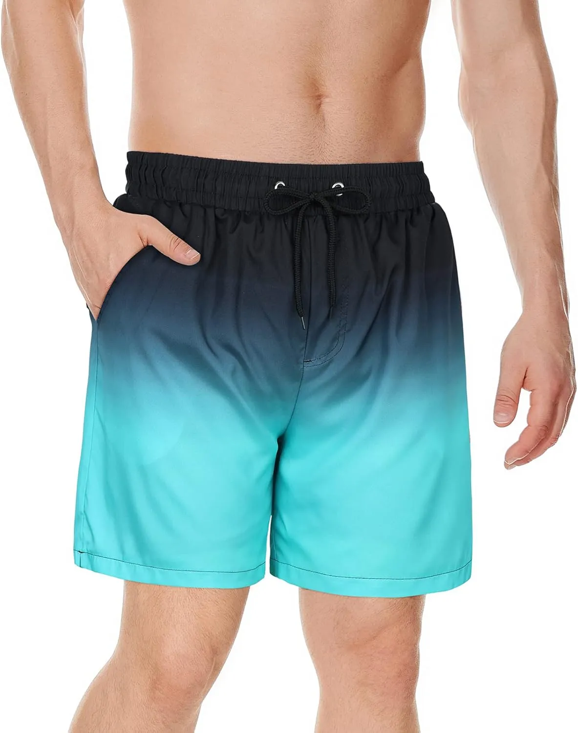 American Trends Men's Swim Trunks Board Shorts Quick Dry Mens Swimming Trunks with Compression Liner