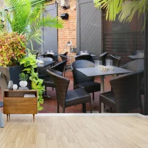 an Open air Restaurant Canvas Wallpaper Print Self Adhesive Peel & Stick Wallpaper Wall Mural Wall Decal Wall Sticker Poster Home Decor for Living Room