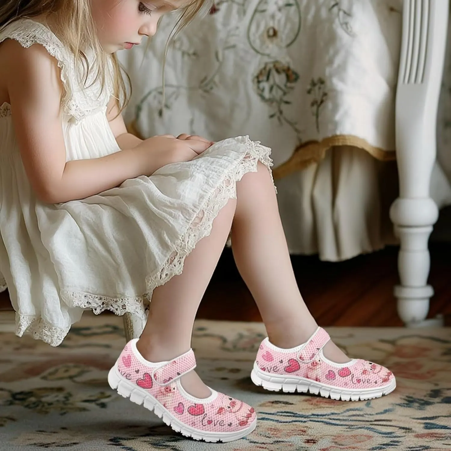 Animal Print Mary Jane for Girls Slip On Casual Outdoor School Sports Shoes Lightweight Flat Walking Sneaker