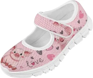 Animal Print Mary Jane for Girls Slip On Casual Outdoor School Sports Shoes Lightweight Flat Walking Sneaker