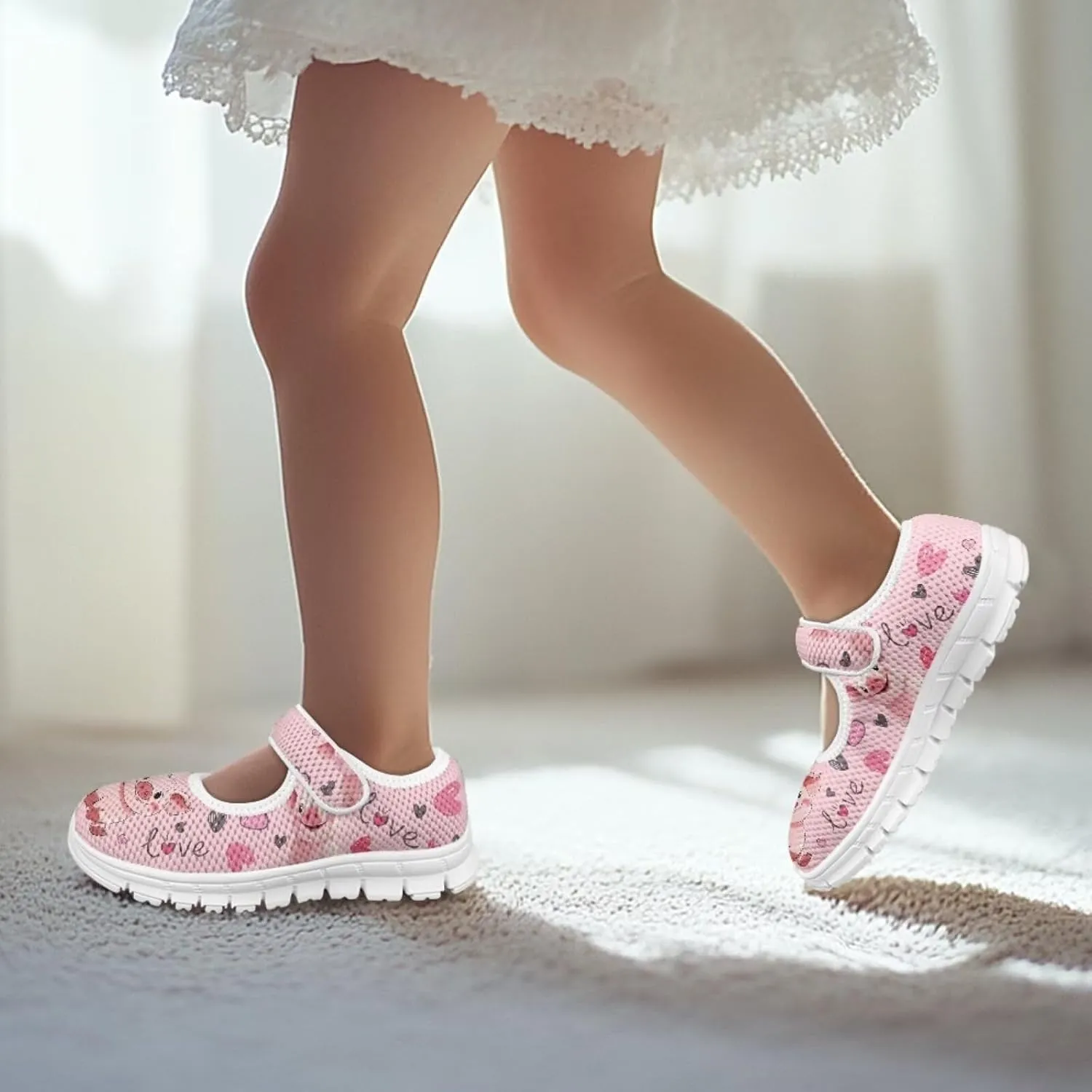 Animal Print Mary Jane for Girls Slip On Casual Outdoor School Sports Shoes Lightweight Flat Walking Sneaker