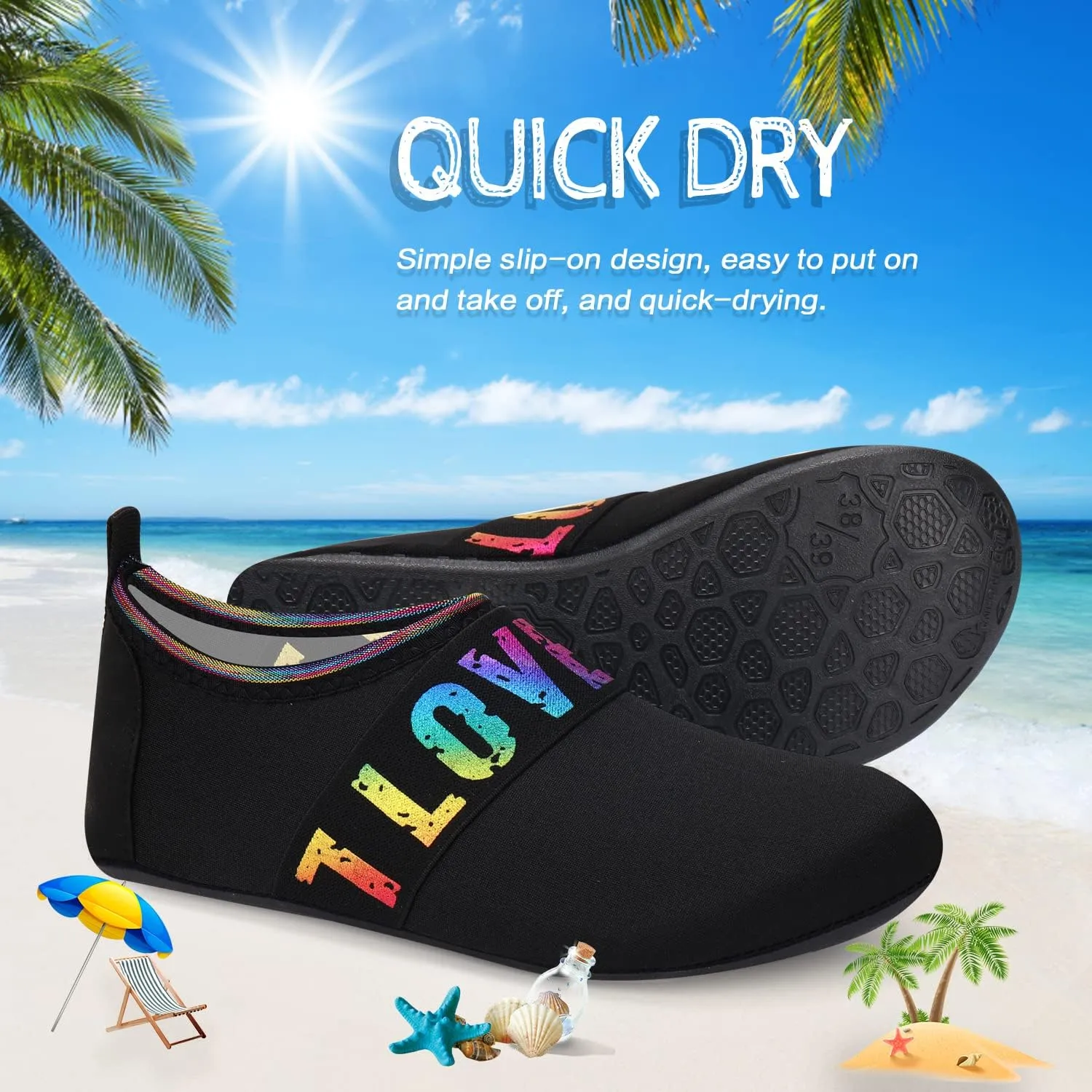 ANLUKE Water Shoes Barefoot Aqua Yoga Socks Quick-Dry Beach Swim Surf Shoes for Women Men
