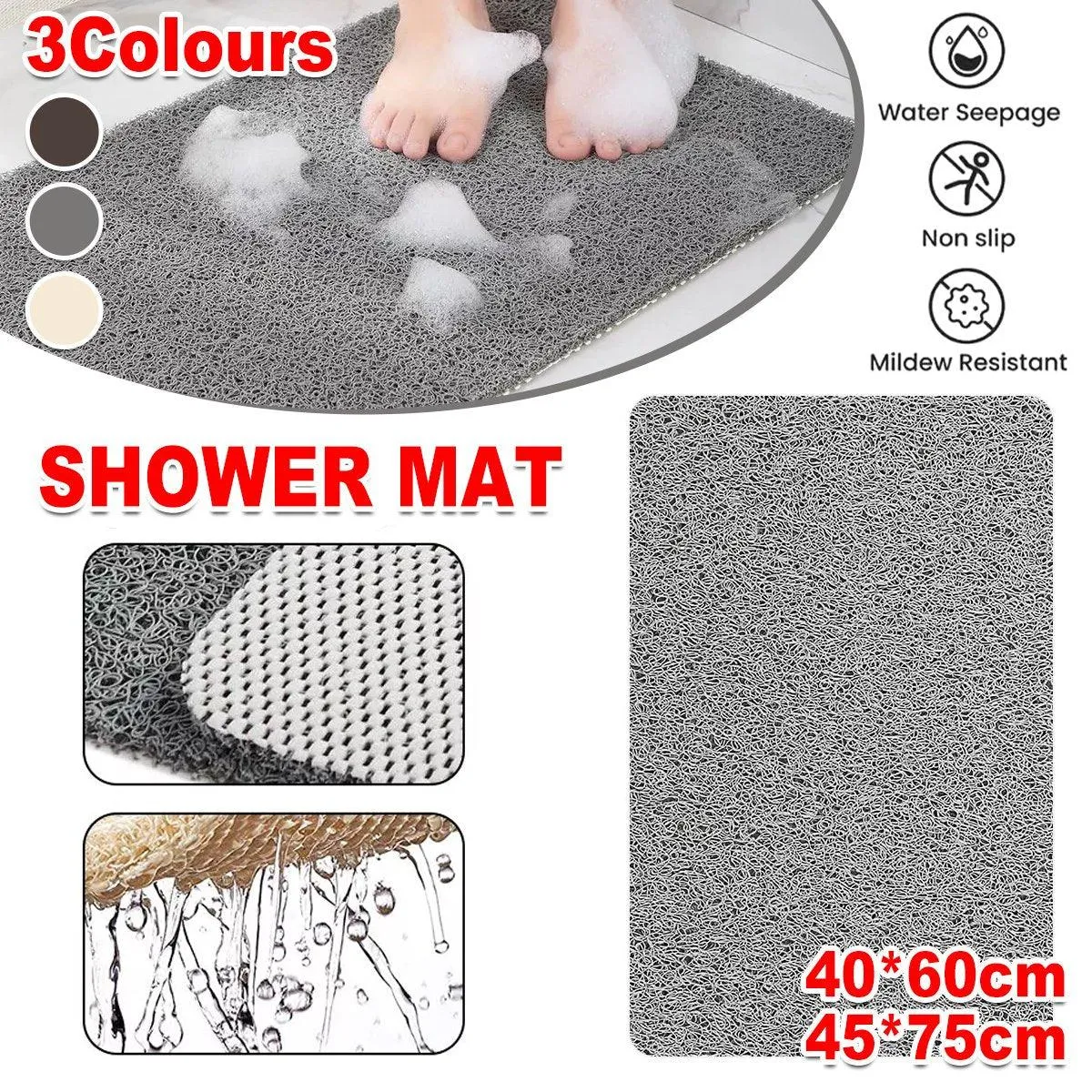 Anti Slip Bathroom Mat Non Slip Shower Floor Mat Quick Dry Soft Comfortable Rug