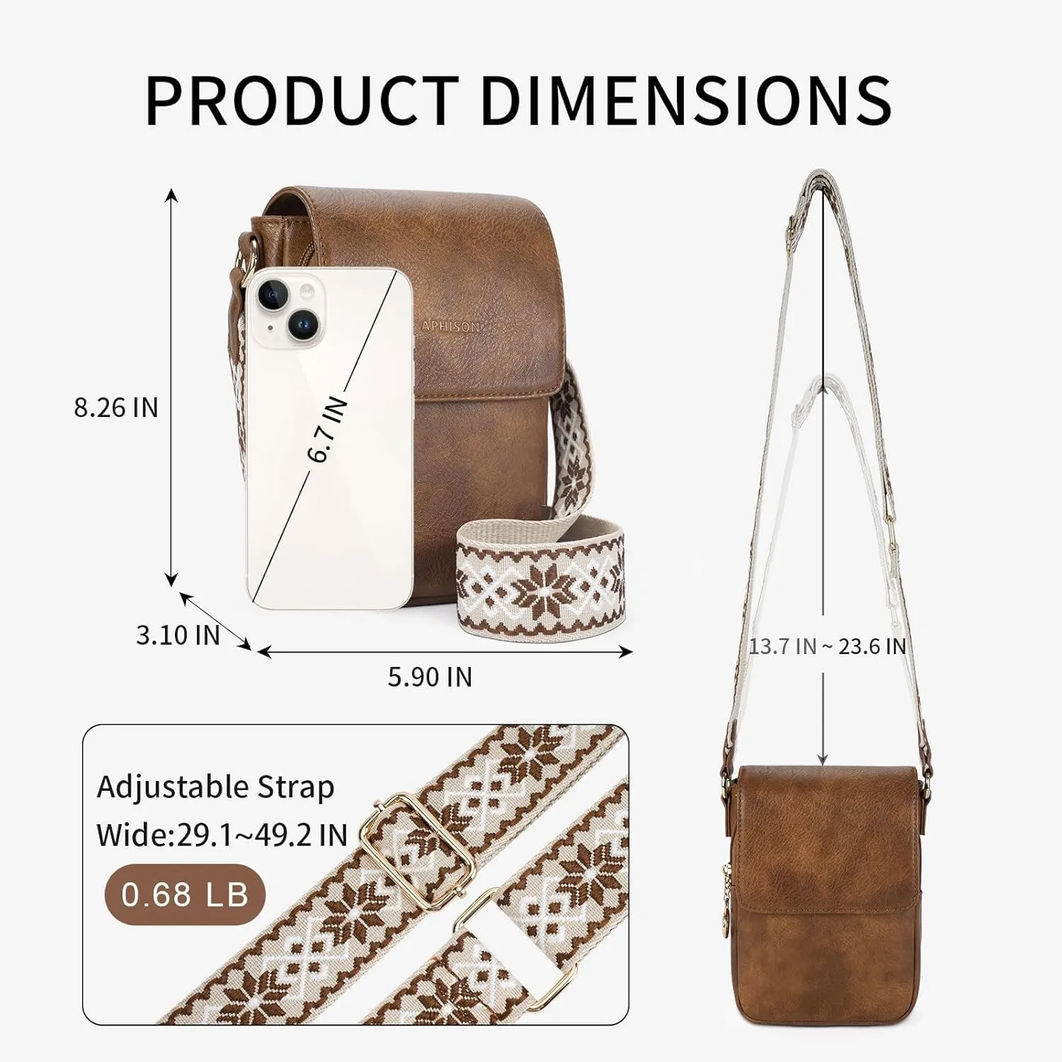 APHISON Small Crossbody Bags for Women Trendy, Leather Phone Wallet Purses Handbags Card Slots with Adjustable Guitar Strap