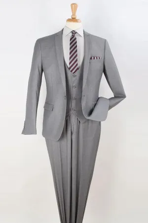 Apollo King Men's Slim Fit Skinny Suit in Light Grey | Vested Peak Lapel & One-Button Closure