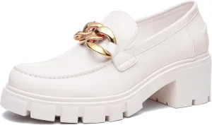 Athlefit Women's Platform Chunky Loafers Comfortable Slip on Lug Sole Business Loafer Shoes