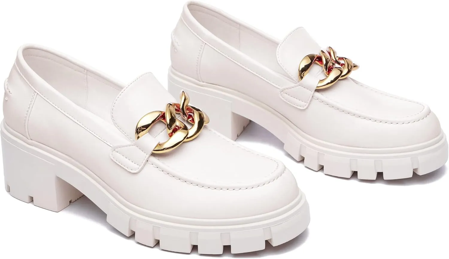 Athlefit Women's Platform Chunky Loafers Comfortable Slip on Lug Sole Business Loafer Shoes
