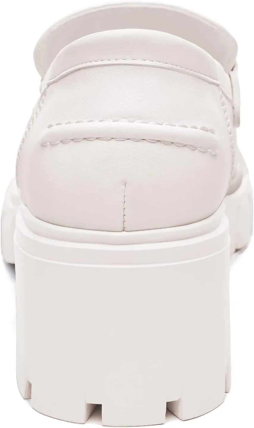 Athlefit Women's Platform Chunky Loafers Comfortable Slip on Lug Sole Business Loafer Shoes