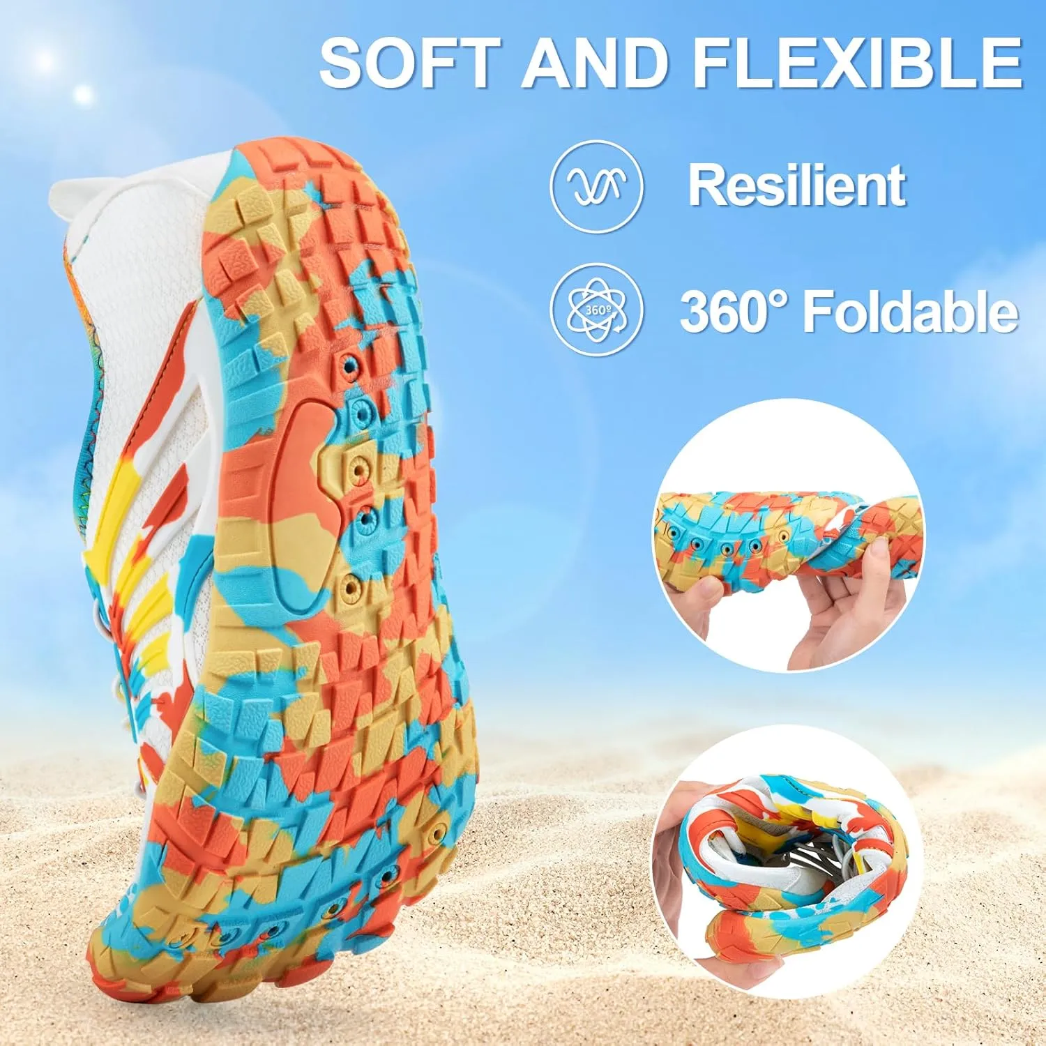 ATHMILE Water Shoes for Women Men Quick Dry Beach Barefoot Aqua Swim Shoes Non-Slip for Wading Rafting Hiking Kayaking