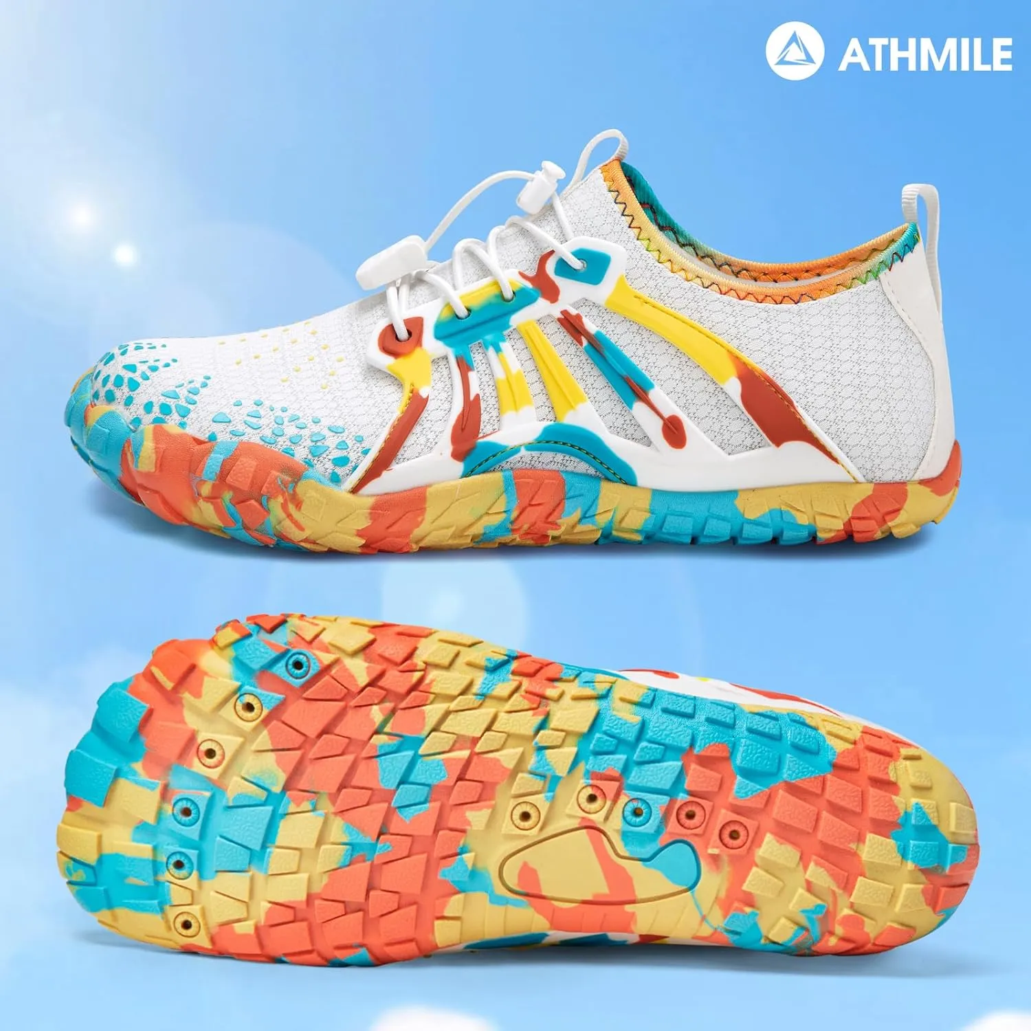 ATHMILE Water Shoes for Women Men Quick Dry Beach Barefoot Aqua Swim Shoes Non-Slip for Wading Rafting Hiking Kayaking
