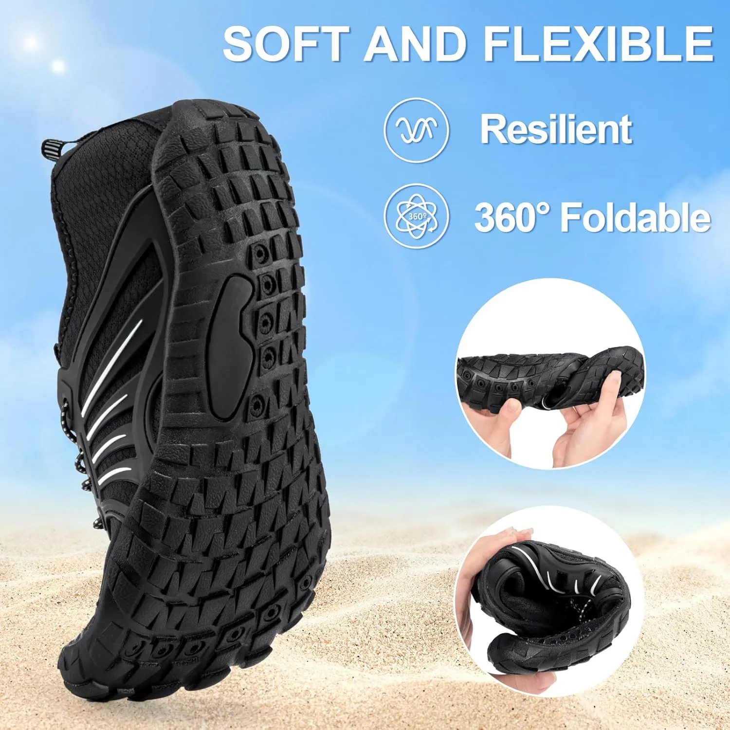 ATHMILE Water Shoes for Women Men Quick-Dry Lightweight Barefoot Beach Pool Aqua Shoes for Swim Hiking Snorkeling Kayak