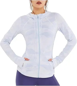 AYGJKIE Women Sun Protection Clothing Uv Protection Running Breathable SPF Jacket Slim Pressure Sun Block (Color : Blue White, Size : Large)