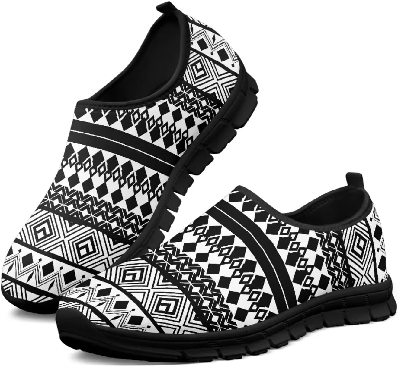 Aztec Walking Shoes for Women Casual Slip On Non Skid Flat Sneakers Fashion Breathable Tennis Work Footwear
