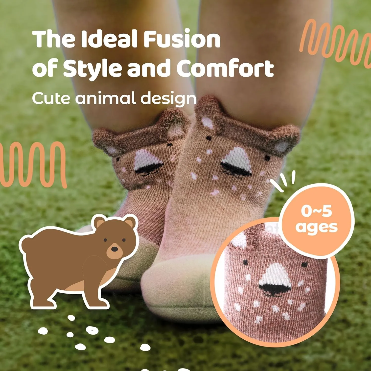 Baby Sock Shoes for Baby Boy & Girl, Soft, Non-Slip Toddler Sock Shoes, Breathable Infant Walking Shoes, First Steps Baby Shoes, Fun Animal-Themed Designs, Easy to Put On