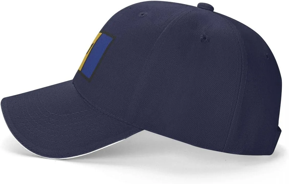 Barbados Flag Flat Pattern Casual Sandwich Baseball Cap-Adjustable Fit Four Seasons Breathable Lightweight Unisex Hat for Ou
