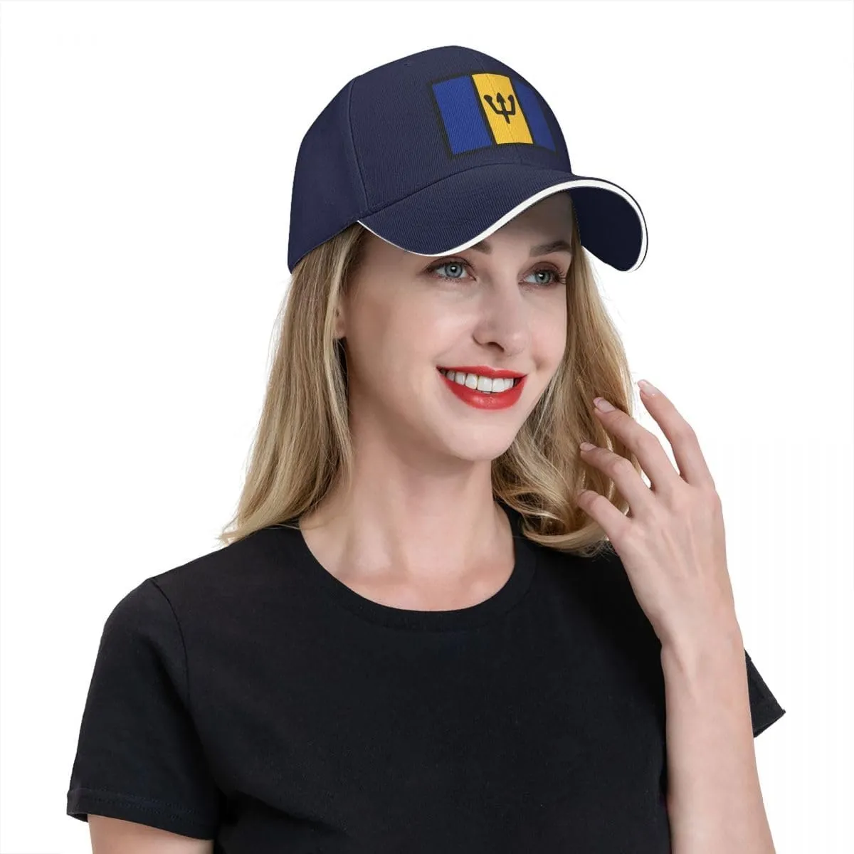 Barbados Flag Flat Pattern Casual Sandwich Baseball Cap-Adjustable Fit Four Seasons Breathable Lightweight Unisex Hat for Ou