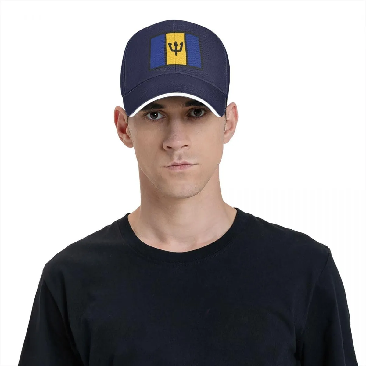 Barbados Flag Flat Pattern Casual Sandwich Baseball Cap-Adjustable Fit Four Seasons Breathable Lightweight Unisex Hat for Ou