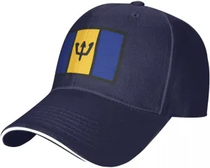 Barbados Flag Flat Pattern Casual Sandwich Baseball Cap-Adjustable Fit Four Seasons Breathable Lightweight Unisex Hat for Ou