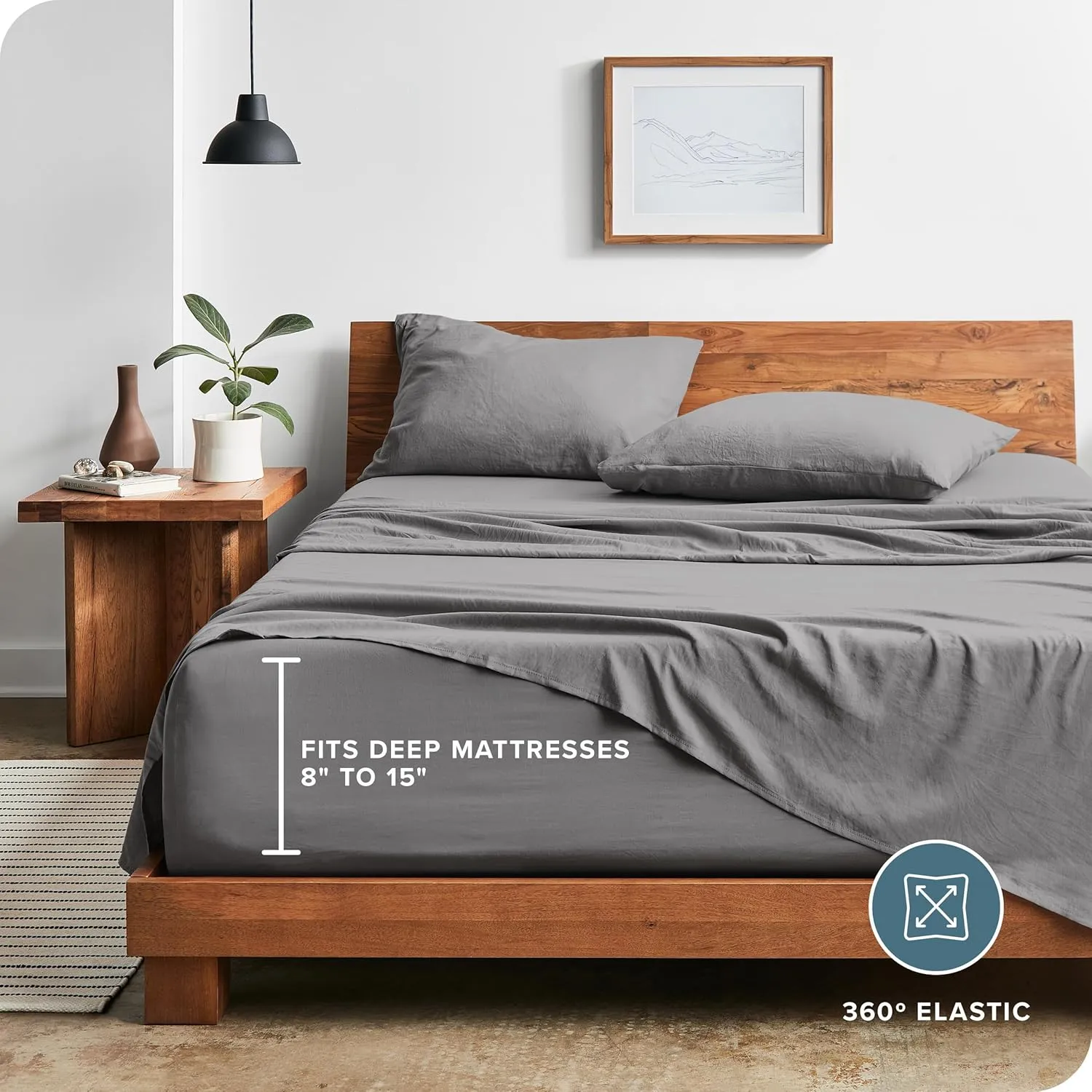 Bare Home Full Sheet Set - Luxury 1800 Ultra-Soft Stonewashed Microfiber - Double Brushed - Deep Pockets - Easy Fit - Breathable Bedding - Sheet Sets & Pillowcases (Full, Frost Grey)