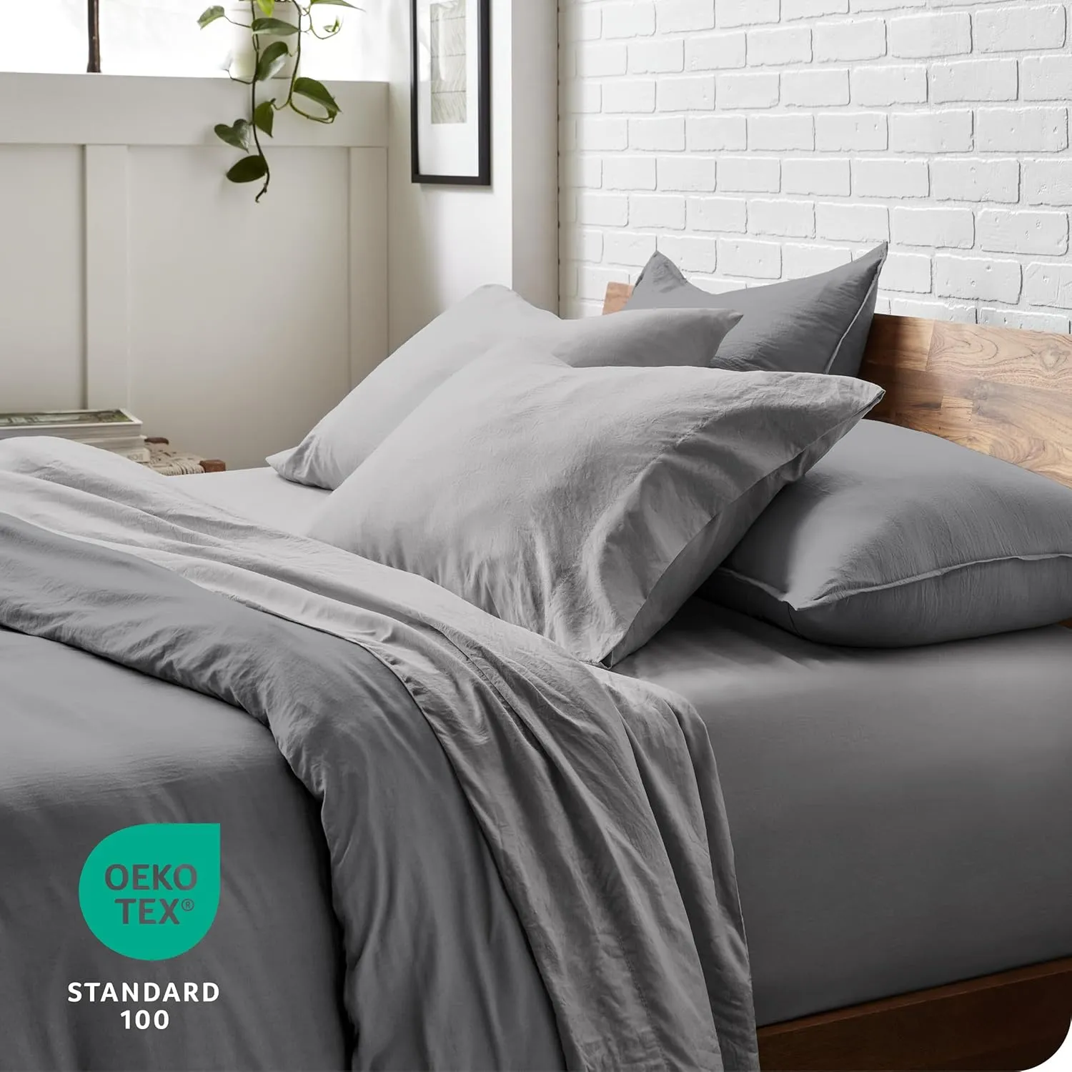 Bare Home Full Sheet Set - Luxury 1800 Ultra-Soft Stonewashed Microfiber - Double Brushed - Deep Pockets - Easy Fit - Breathable Bedding - Sheet Sets & Pillowcases (Full, Frost Grey)