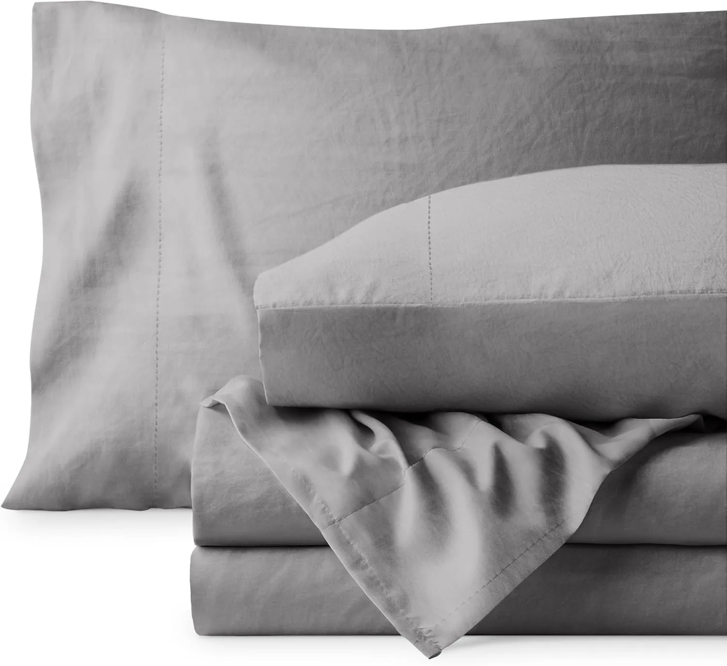 Bare Home Full Sheet Set - Luxury 1800 Ultra-Soft Stonewashed Microfiber - Double Brushed - Deep Pockets - Easy Fit - Breathable Bedding - Sheet Sets & Pillowcases (Full, Frost Grey)