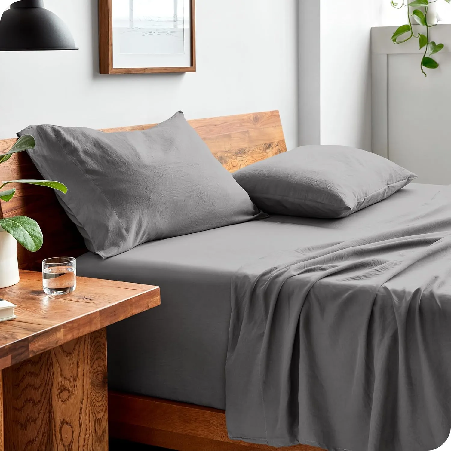 Bare Home Full Sheet Set - Luxury 1800 Ultra-Soft Stonewashed Microfiber - Double Brushed - Deep Pockets - Easy Fit - Breathable Bedding - Sheet Sets & Pillowcases (Full, Frost Grey)