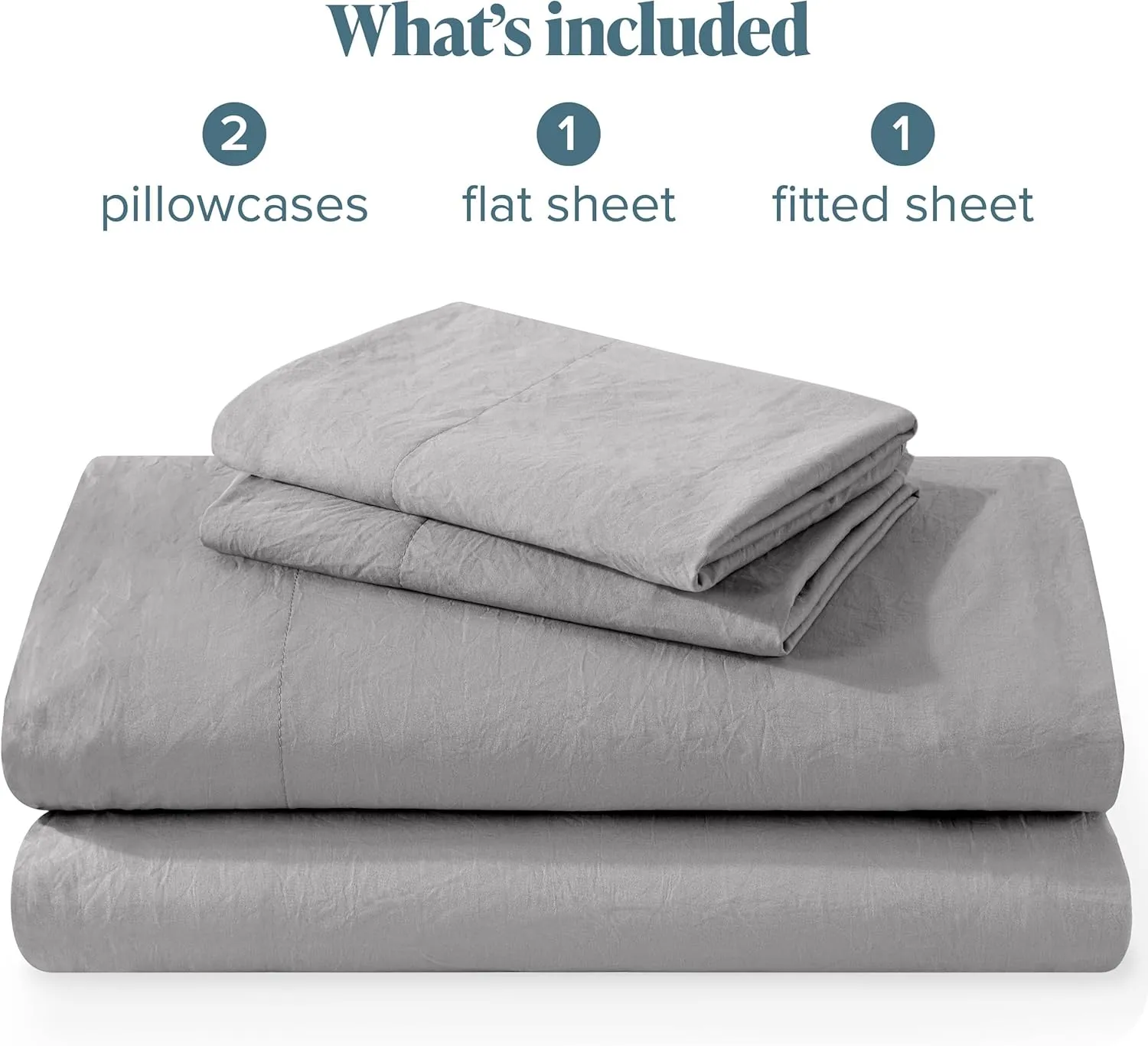 Bare Home Full Sheet Set - Luxury 1800 Ultra-Soft Stonewashed Microfiber - Double Brushed - Deep Pockets - Easy Fit - Breathable Bedding - Sheet Sets & Pillowcases (Full, Frost Grey)