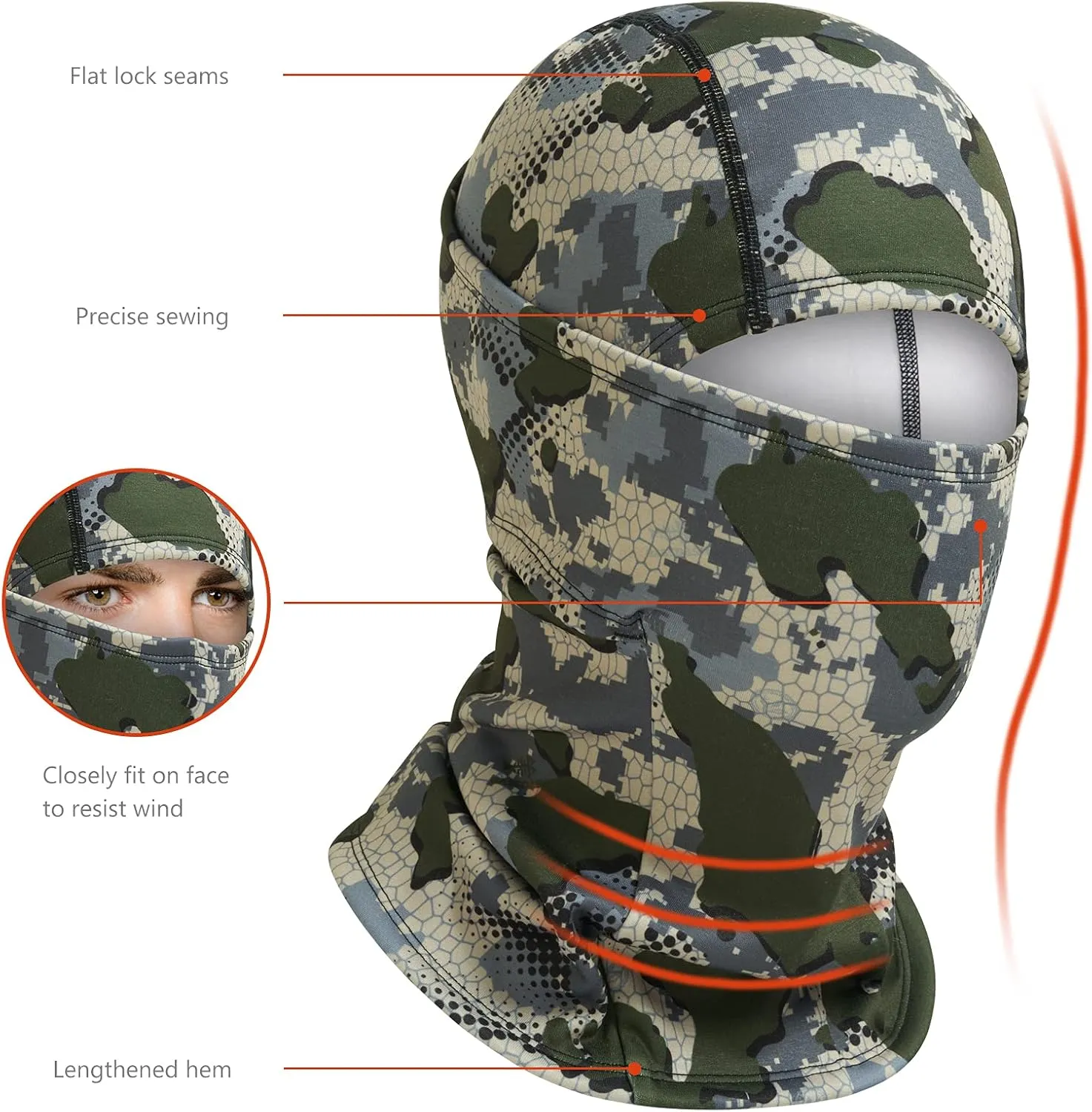 BASSDASH Winter Balaclava Fleece Ski Mask Ninja Hood Neck Warmer Fishing Hunting