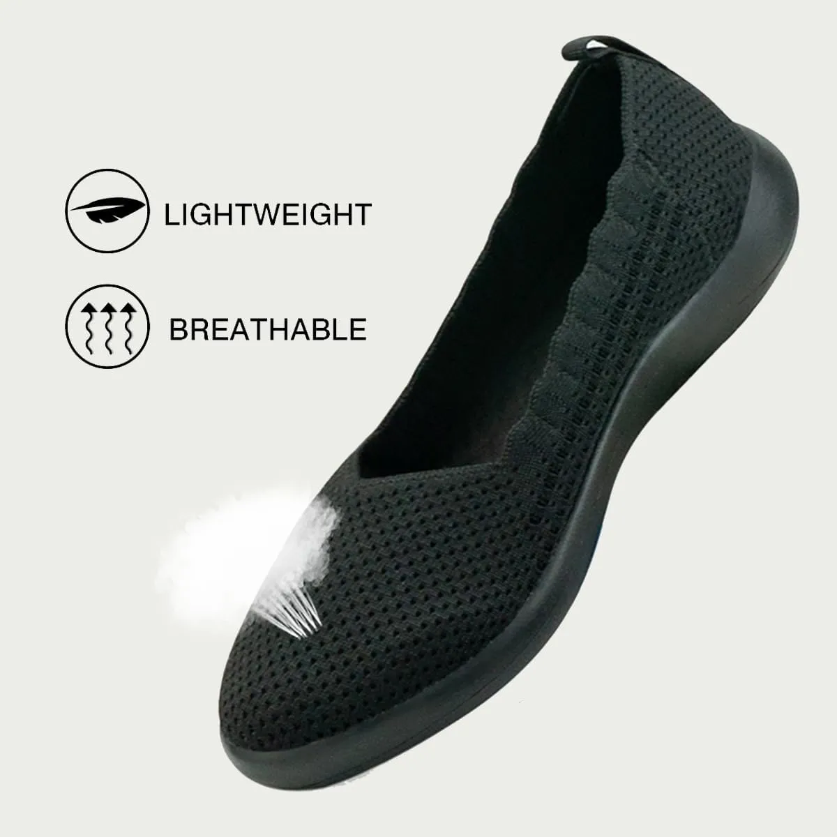 Bealin Womens Flats Round Toe Ballet Shoes Slip on Walking Shoes Comfort Dress Knit Low Wedge