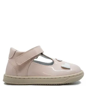 Beberlis Light Pink Patent Heart Velcro Sneaker