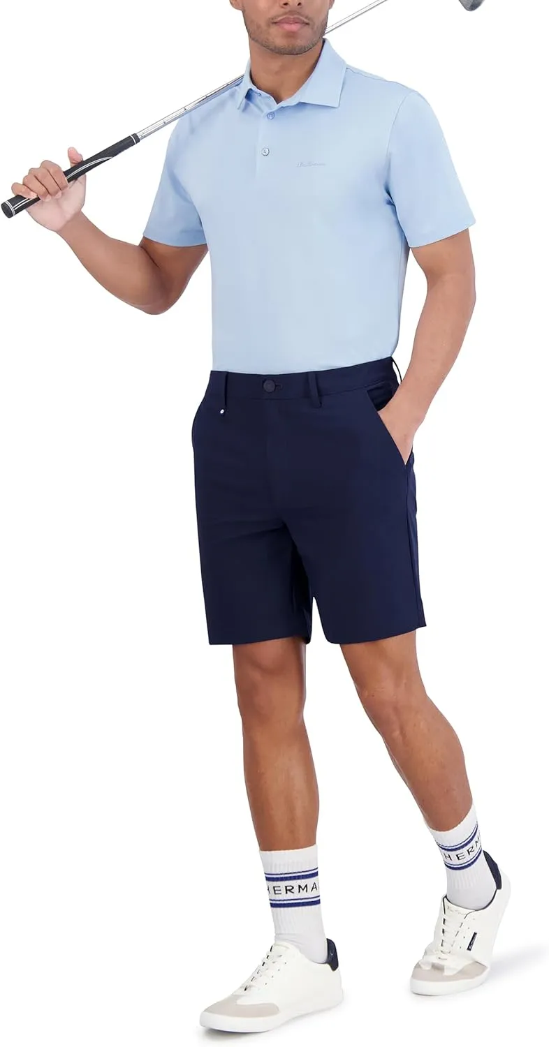 Ben Sherman Men's Golf Four-Way Stretch, Lightweight, Quick-Dry, Breathable, Flat Front Casual Shorts, 8" Inseam