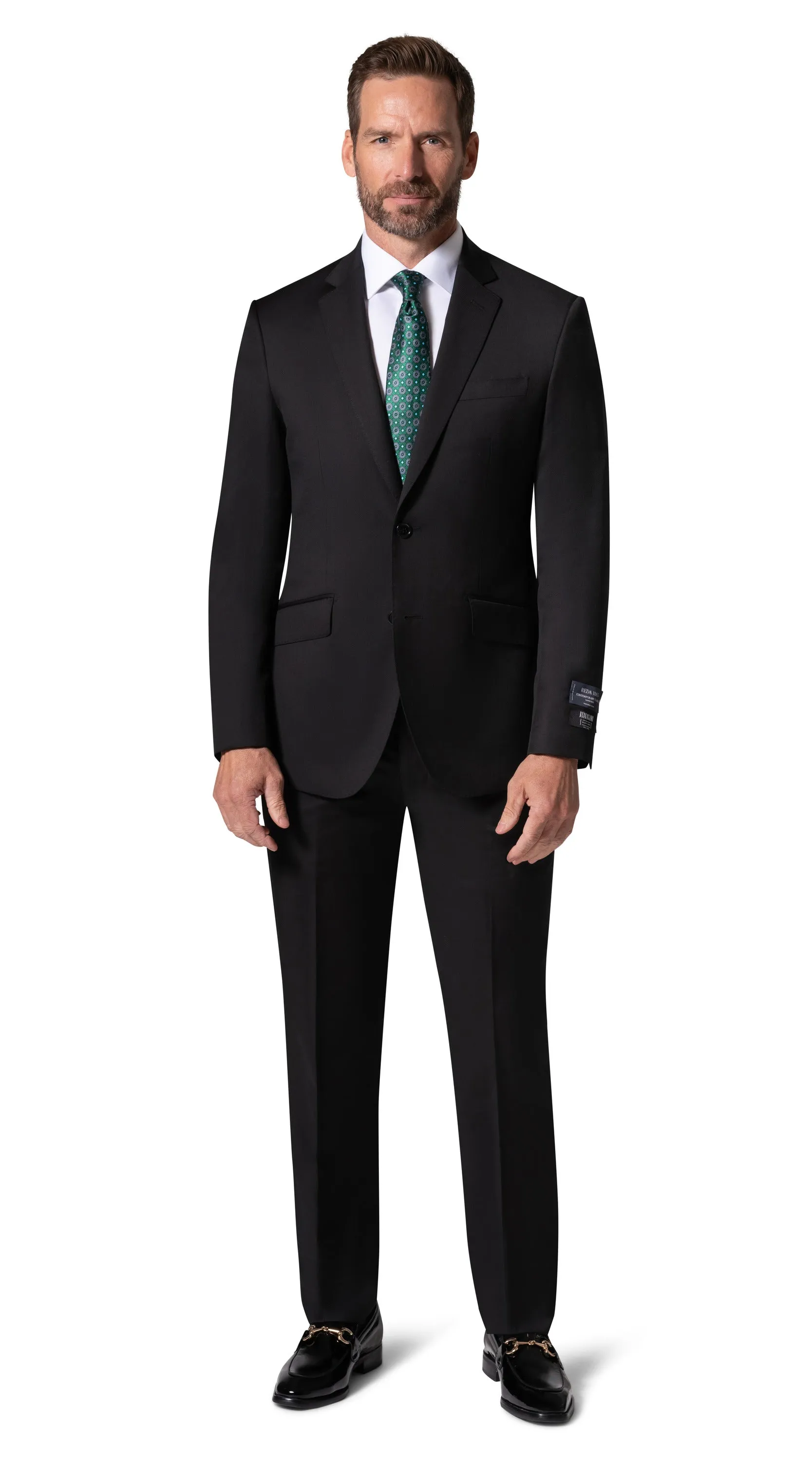 Bergamo Elegant - Reda | Slim Fit 2-Piece Solid Suit - Black