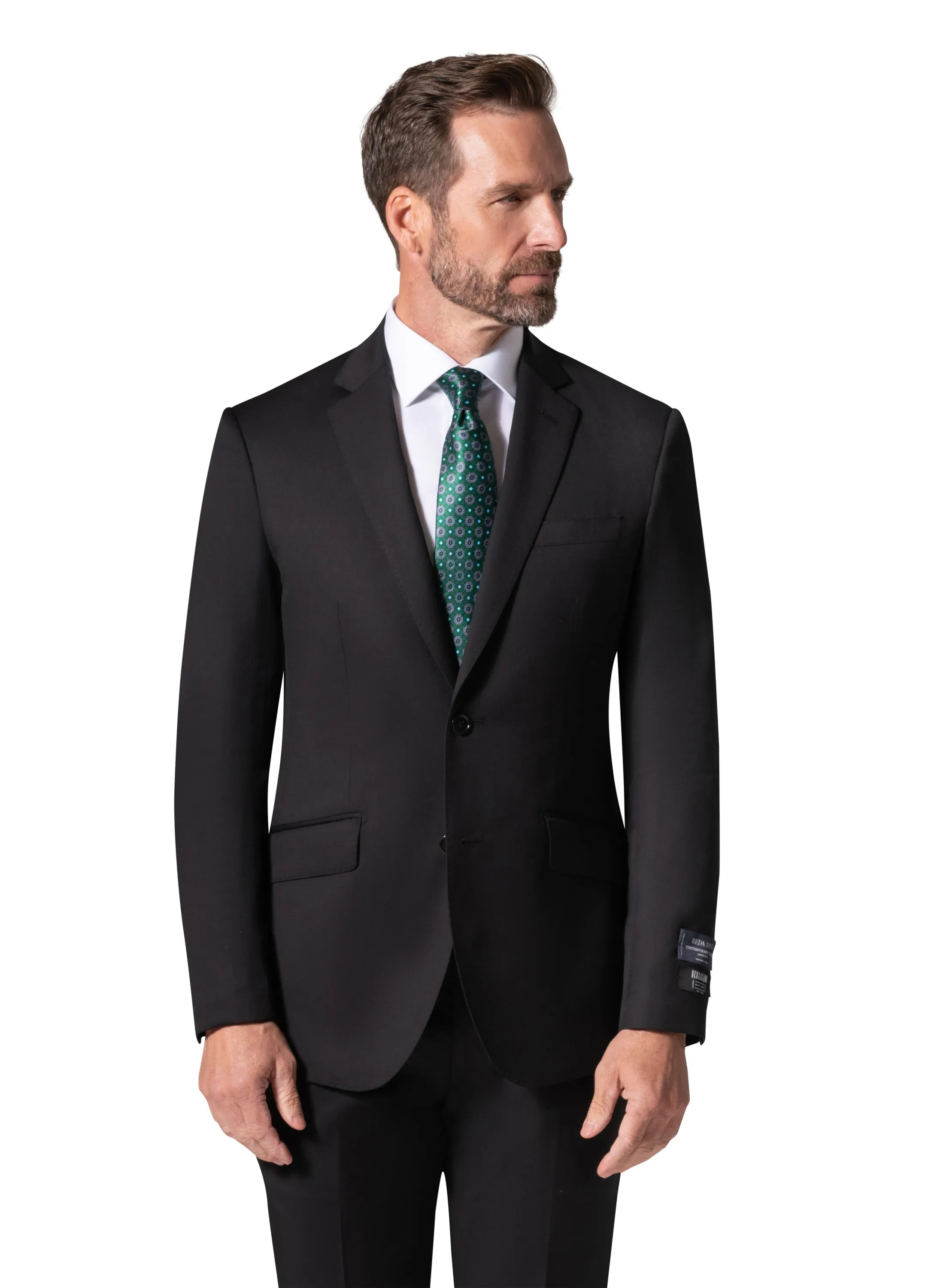 Bergamo Elegant - Reda | Slim Fit 2-Piece Solid Suit - Black