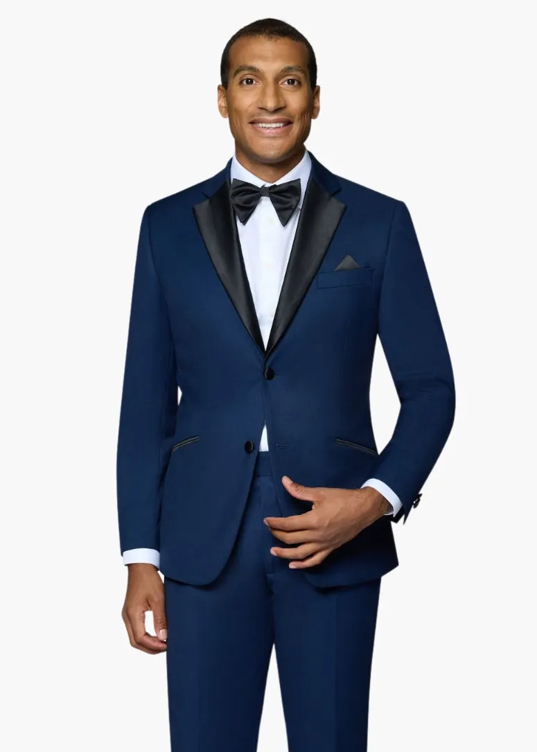 Bergamo Orange Solid New Blue Notch Tuxedo Slim Fit