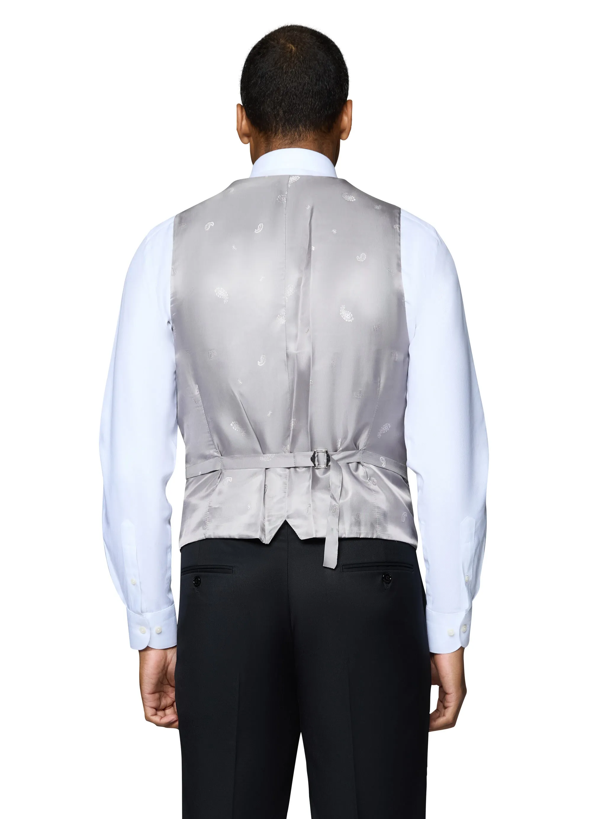 Bergamo Orange Vested Solid Black Slim Fit